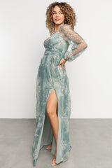 Nara Tulle Maxi Dress | Dusty Green Floral