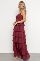 Tiana Tiered Maxi Dress | Burgundy