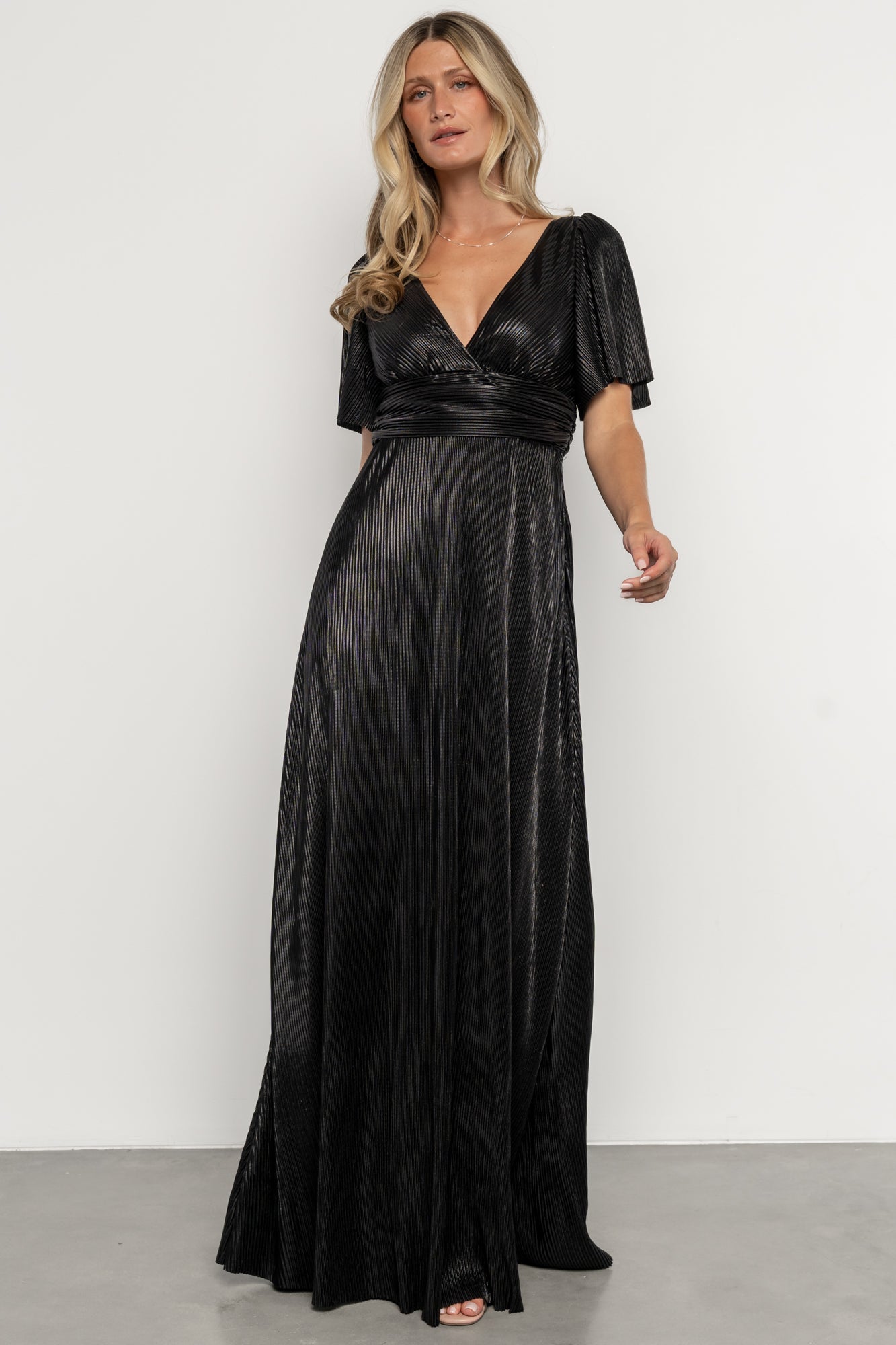Venetian Pleated Gown | Black