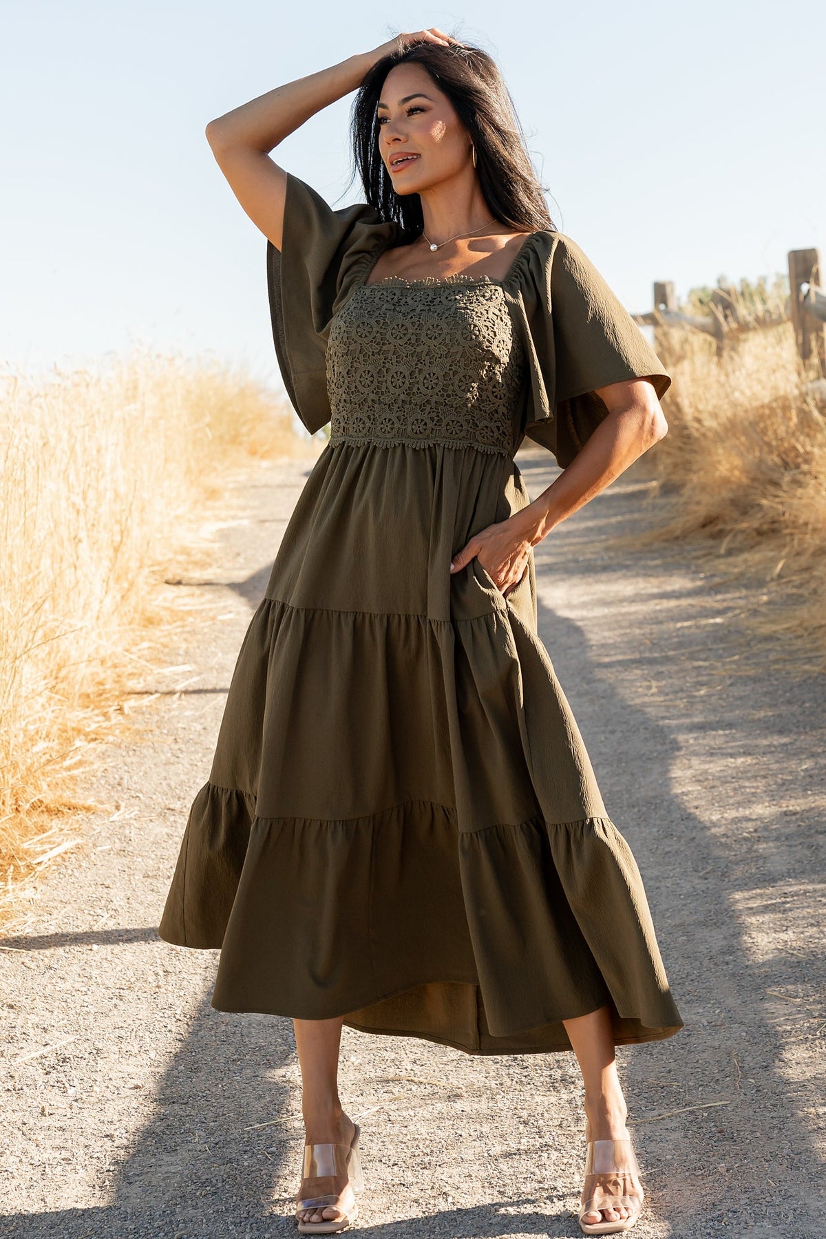 Fauna Lace Top Dress | Olive