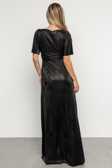 Venetian Pleated Gown | Black