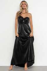 Seraphine Pleated Strapless Gown | Black