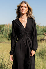 Lynda Pleated Midi Dress | Black