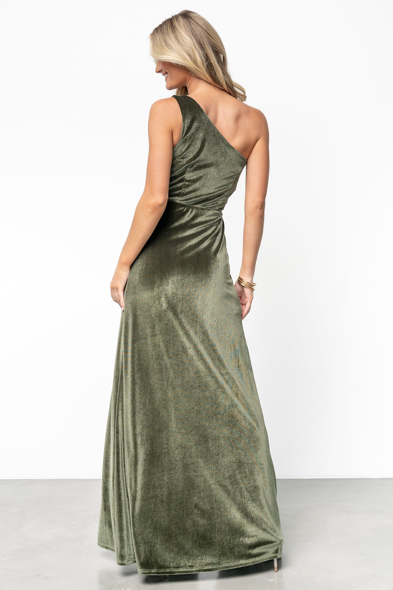 Tatiana Velvet One Shoulder Maxi Dress | Olive