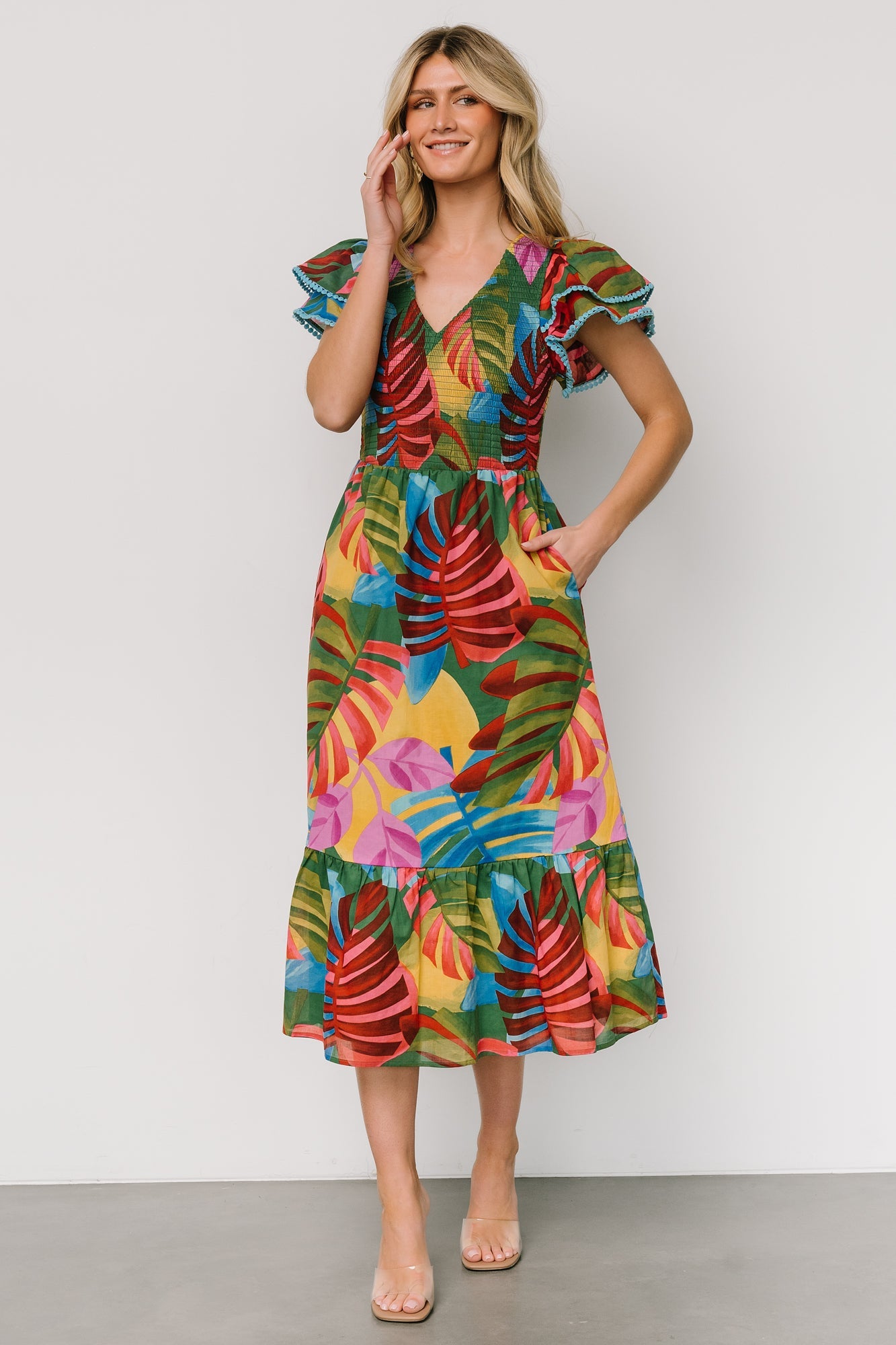 Marielle Smocked Midi Dress | Multi Print