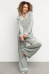 Klara Ribbed Velvet Pajama Set | Sage