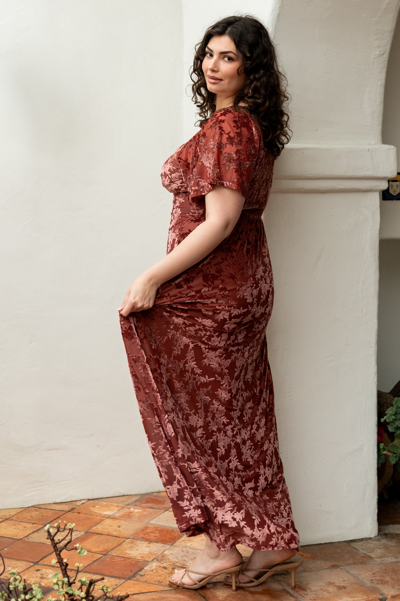 Everley Velvet Maxi Dress | Cinnamon
