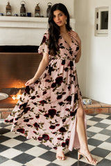 Parisian Velvet Maxi Dress | Blush Rose Floral