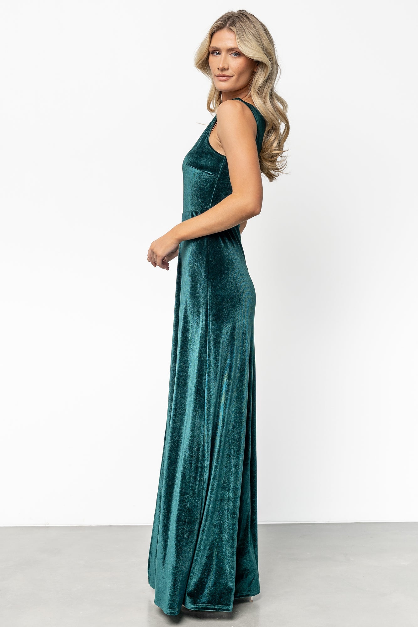 Tatiana Velvet One Shoulder Maxi Dress | Emerald