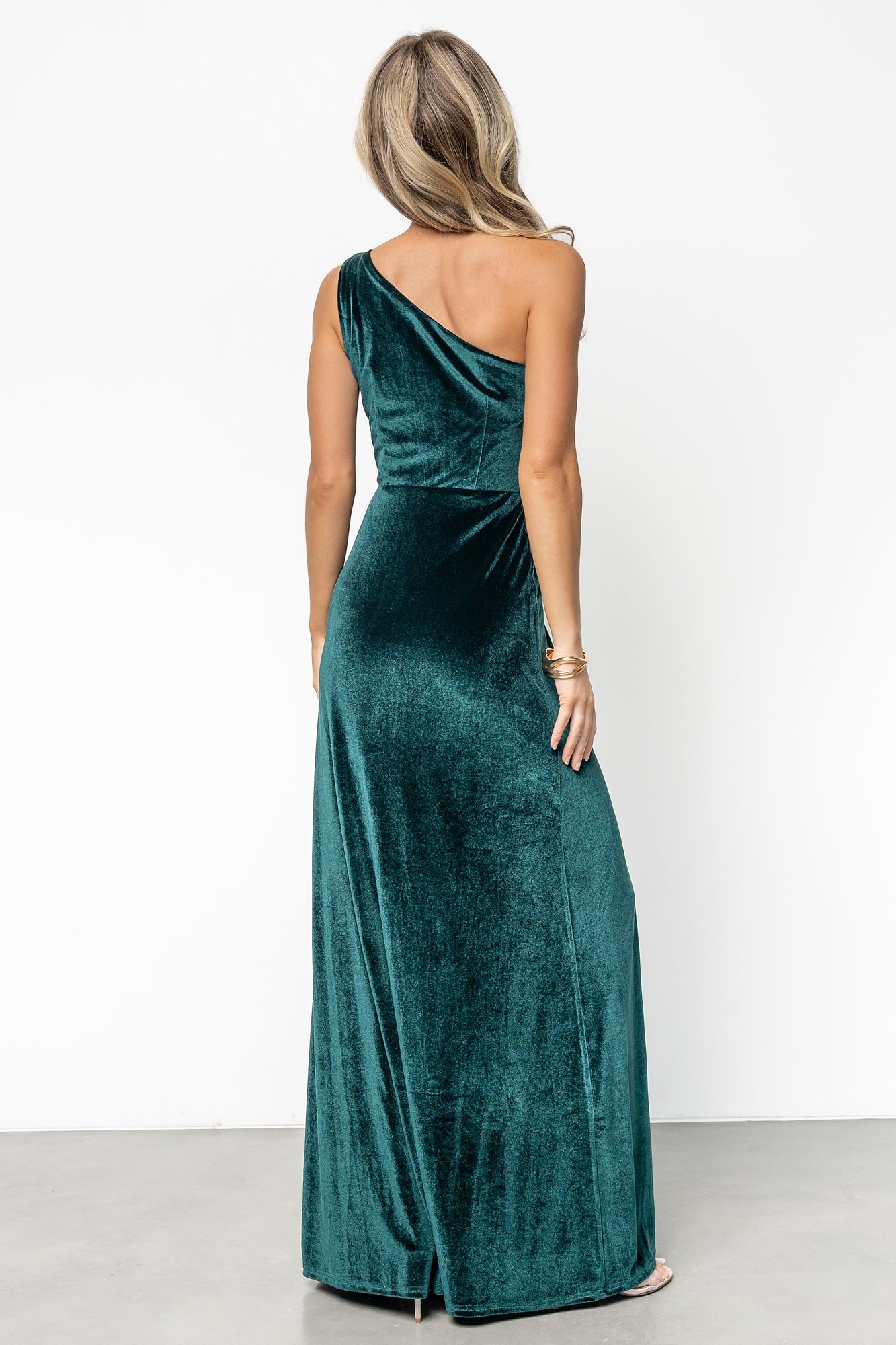 Tatiana Velvet One Shoulder Maxi Dress | Emerald