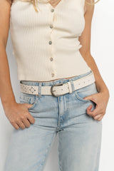 Harmony Floral Faux Leather Belt | Ivory