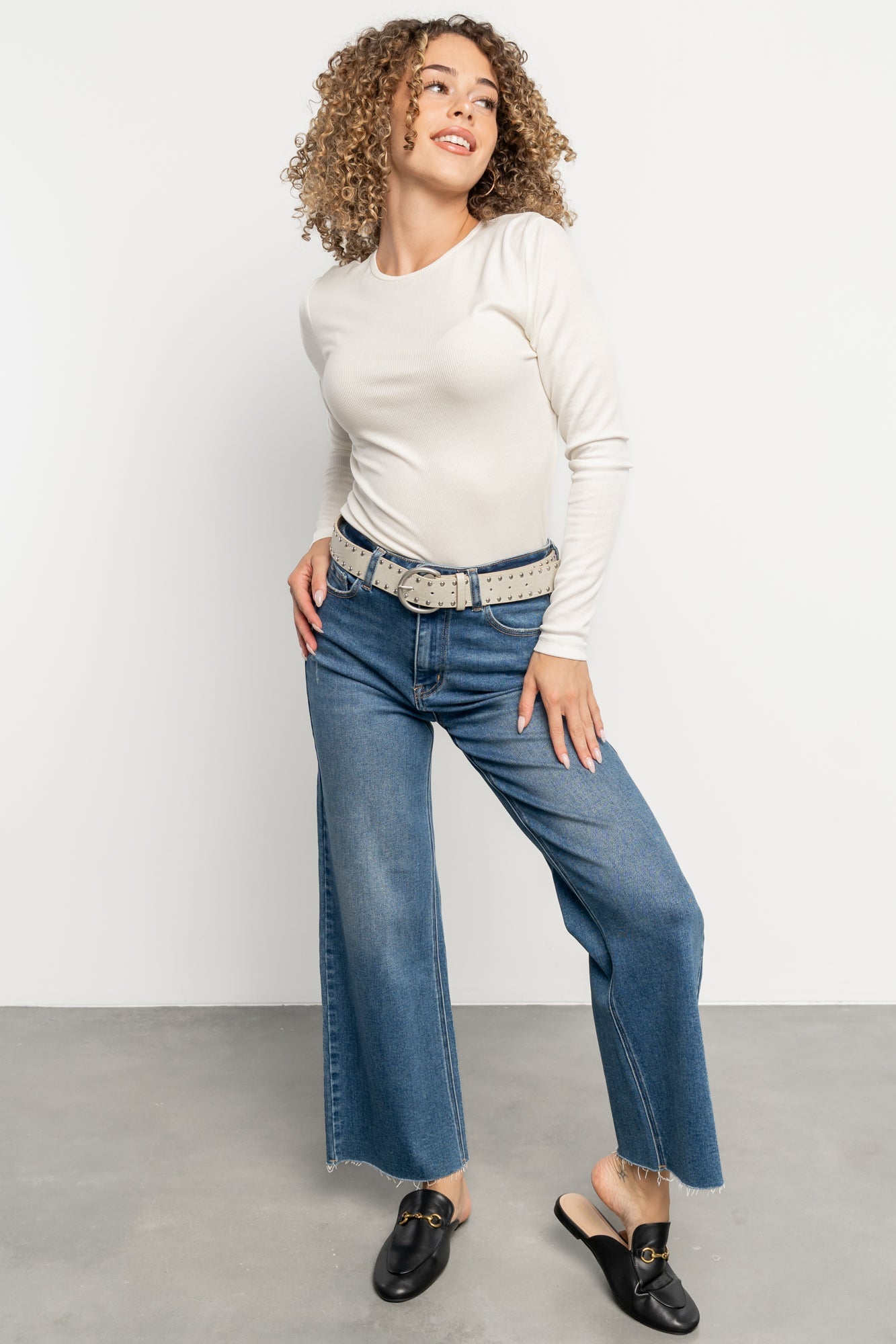 Harvey Metallic Faux Leather Belt | Greige