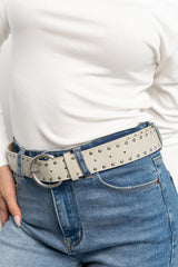 Harvey Metallic Faux Leather Belt | Greige