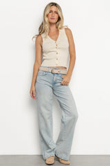 Presley Western Faux Leather Belt | Ivory