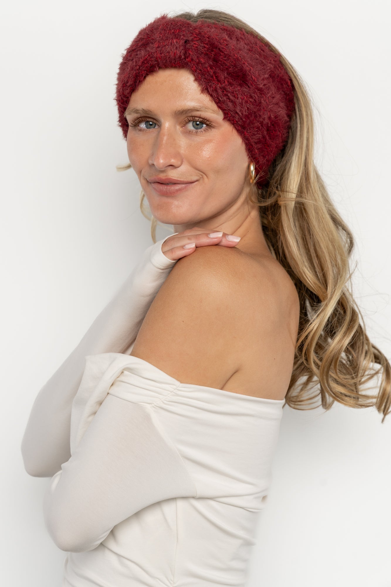 Harlowe Cozy Bow Headband | Burgundy
