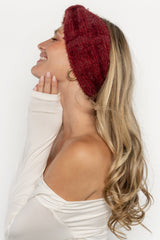 Harlowe Cozy Bow Headband | Burgundy