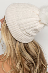 Malery Velvet Cable Knit Beanie | Ivory