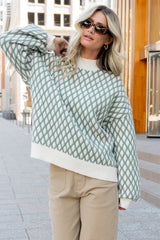 Hendrix Diamond Knit Sweater | Green