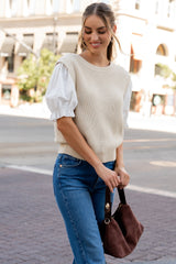 Taylor Puff Sleeve Top | Cream + Ivory