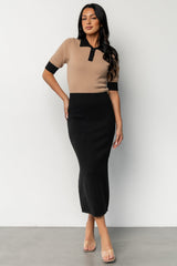 Gwendolyn Collared Midi Dress | Black + Mocha