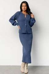 Blair Rib Knit Cardigan | Blue