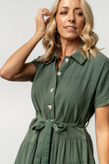 Logan Button Up Dress | Green