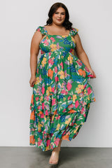 Monte Tiered Maxi Dress | Green Multi