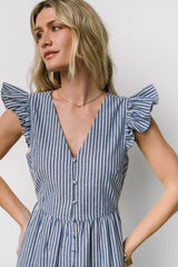 Hettie Button Maxi Dress | Blue Stripe