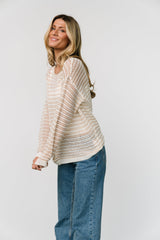 Valissa Open Knit Top | White + Sand
