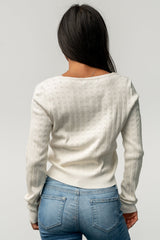 Heidi Pointelle Cardigan | Ivory