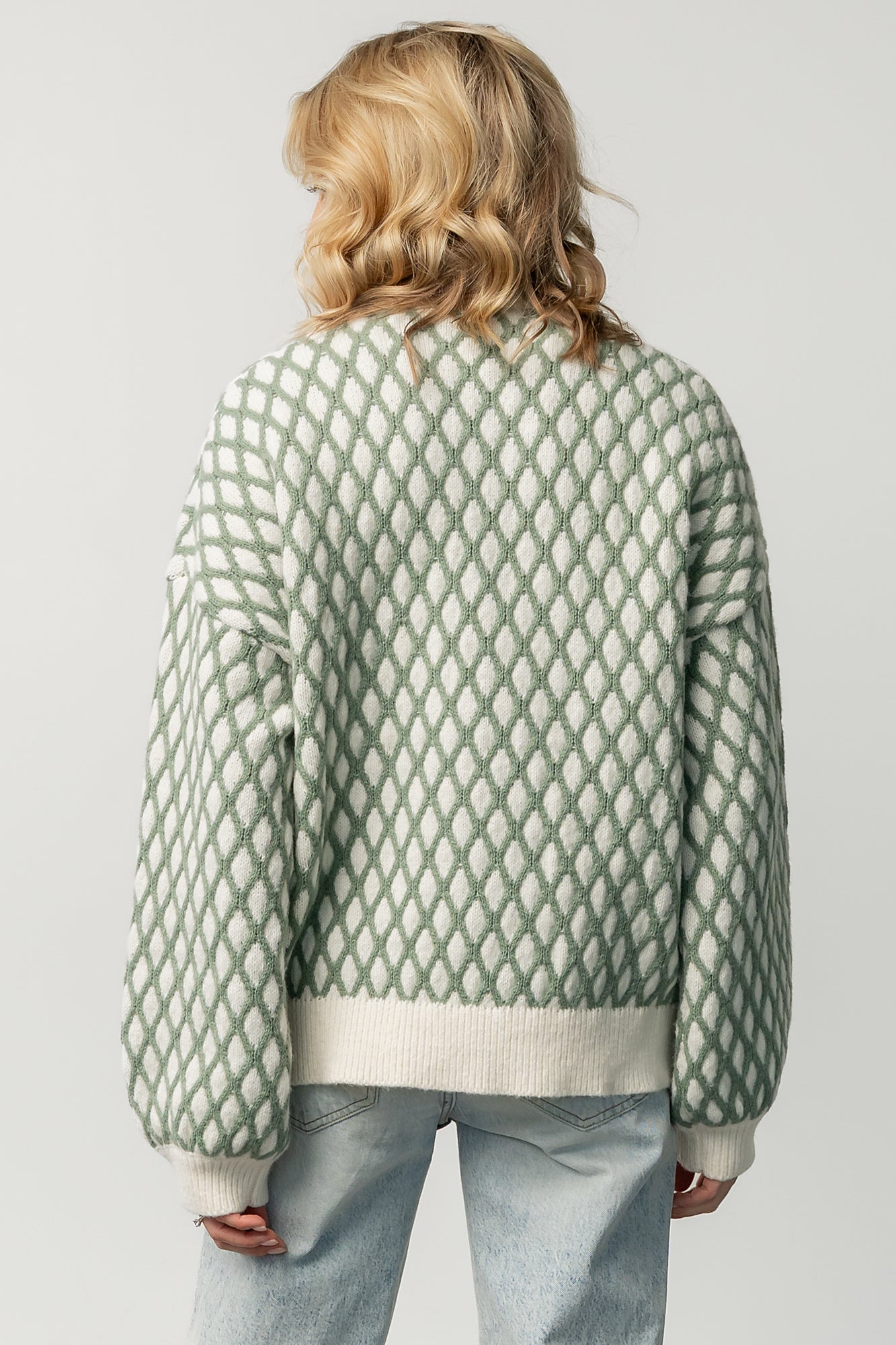 Hendrix Diamond Knit Sweater | Green