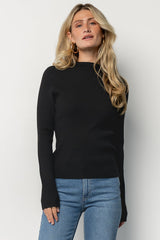 Ilsa Ribbed Sweater Top | Black