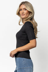 Chiara Ribbed Top | Black