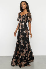 Karina Sequin Maxi Dress | Black + Gold