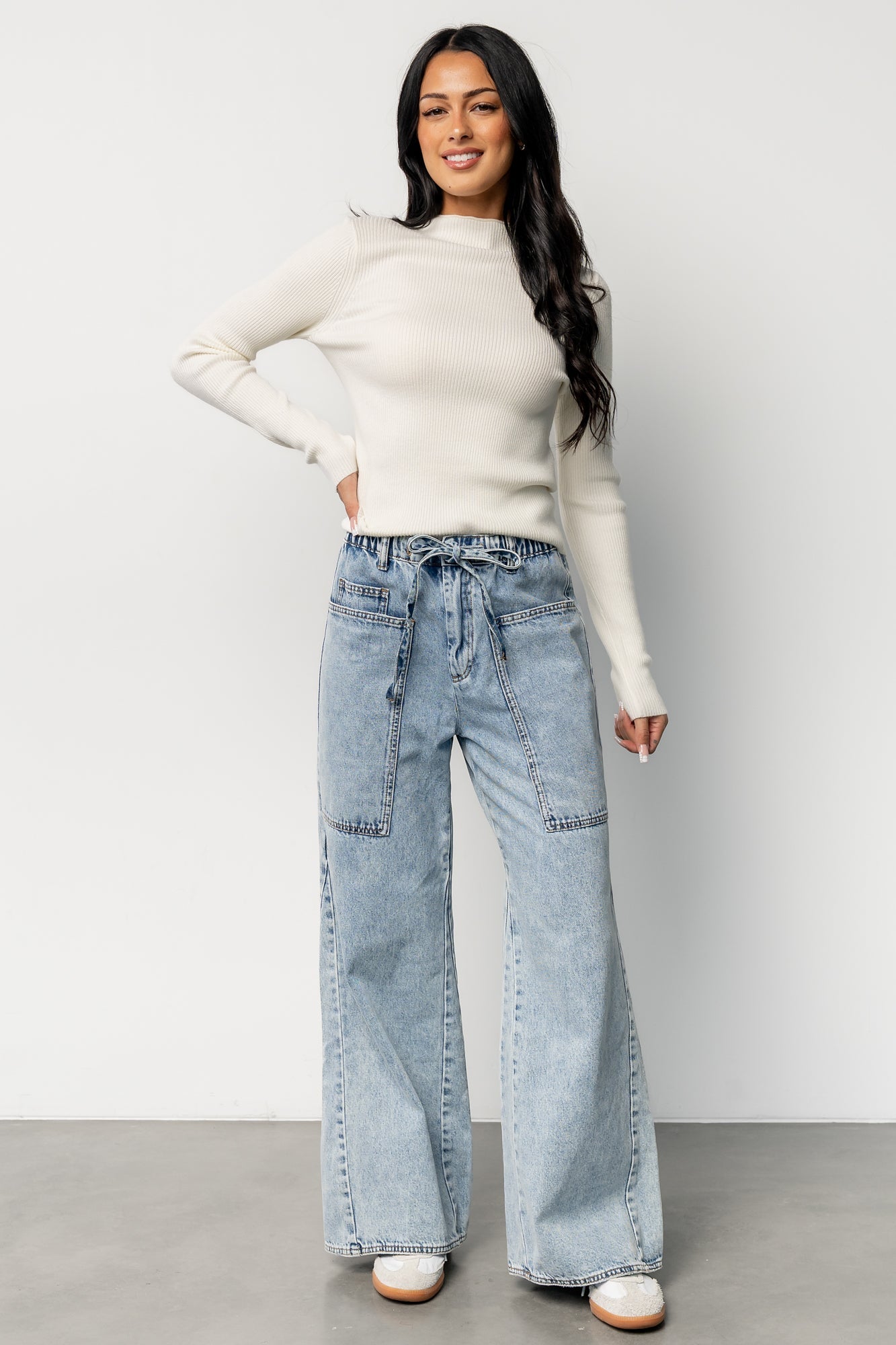 Ilsa Ribbed Sweater Top | Ivory