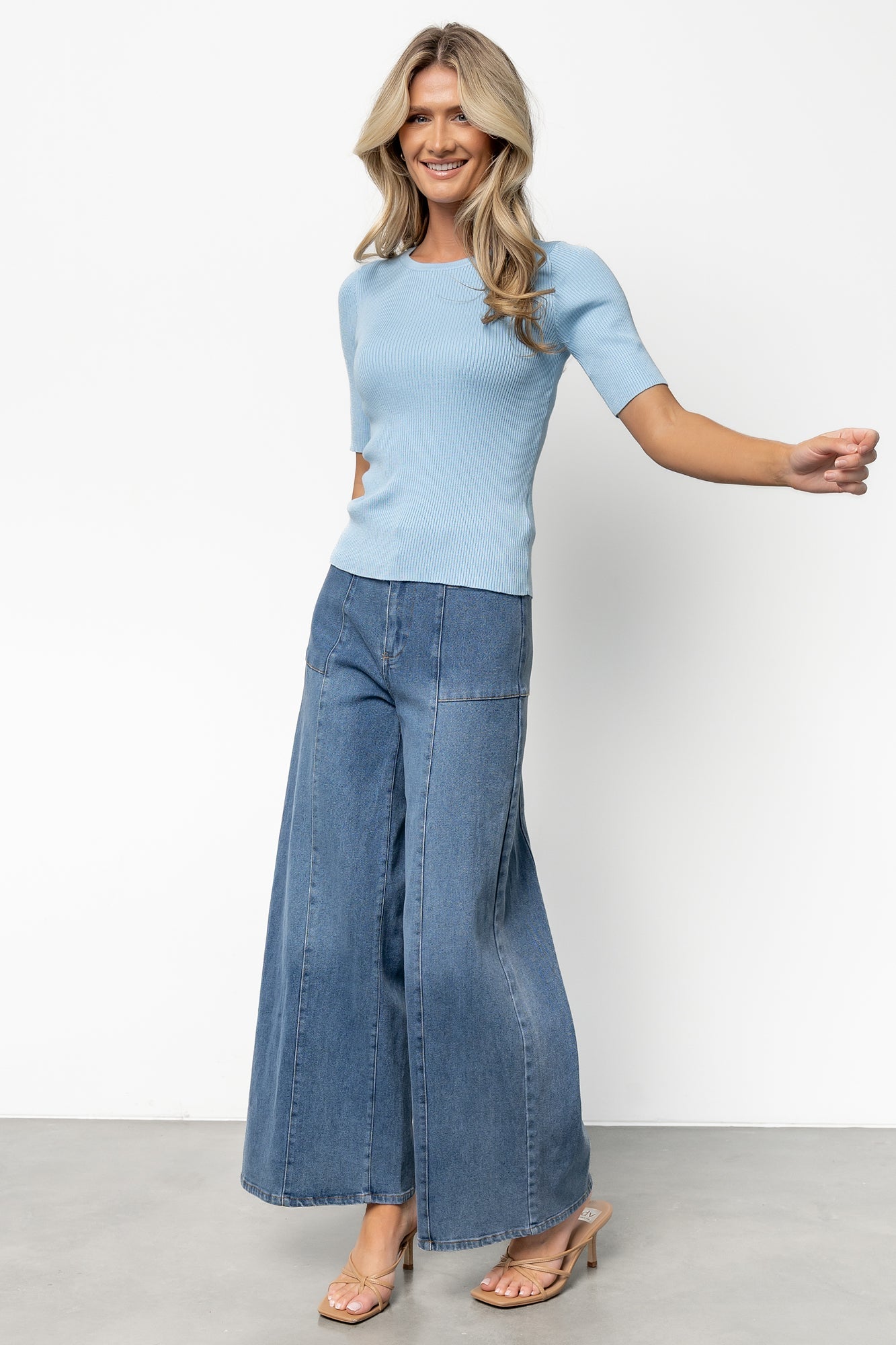 Chiara Ribbed Top | Light Blue