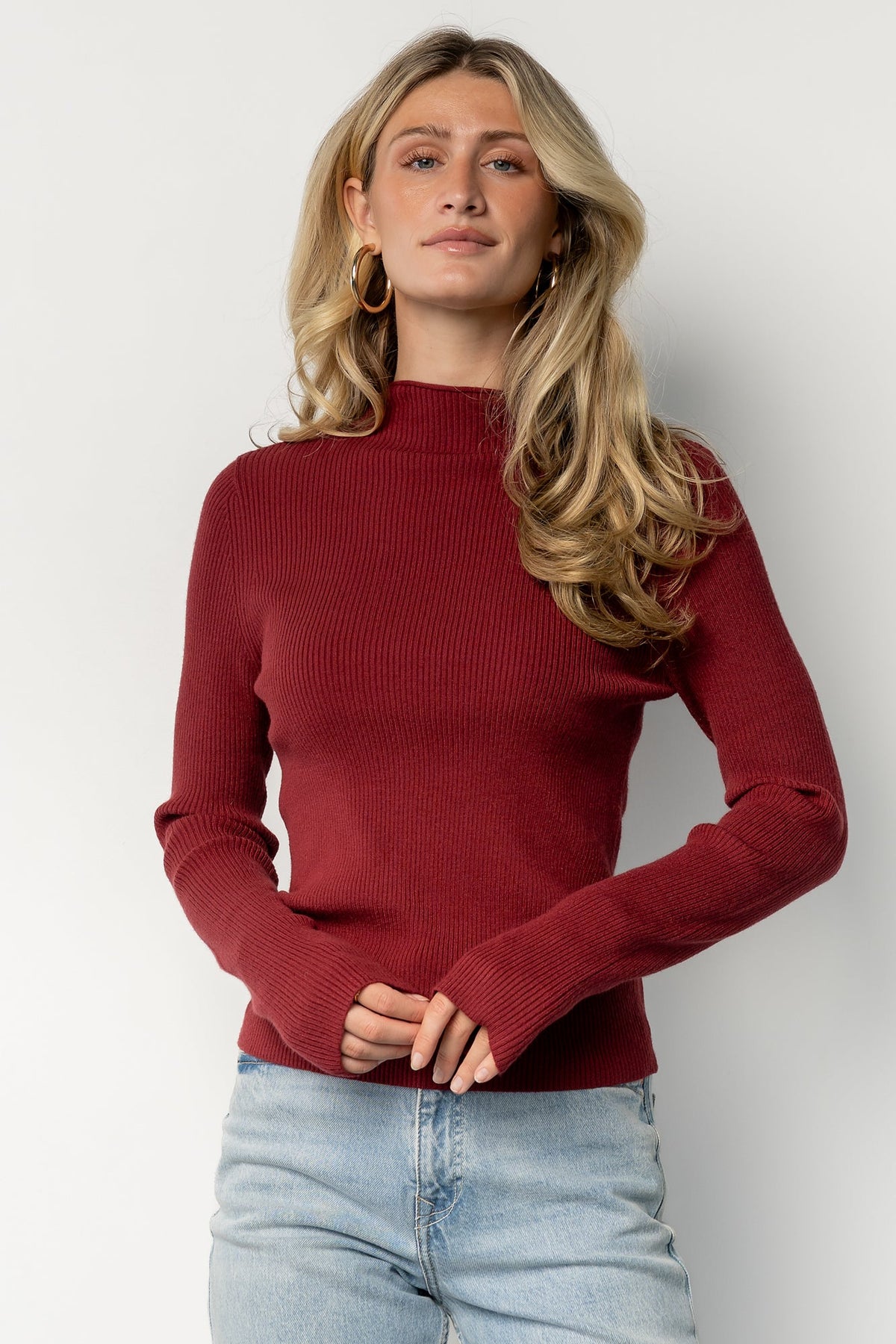 Ilsa Ribbed Sweater Top | Merlot