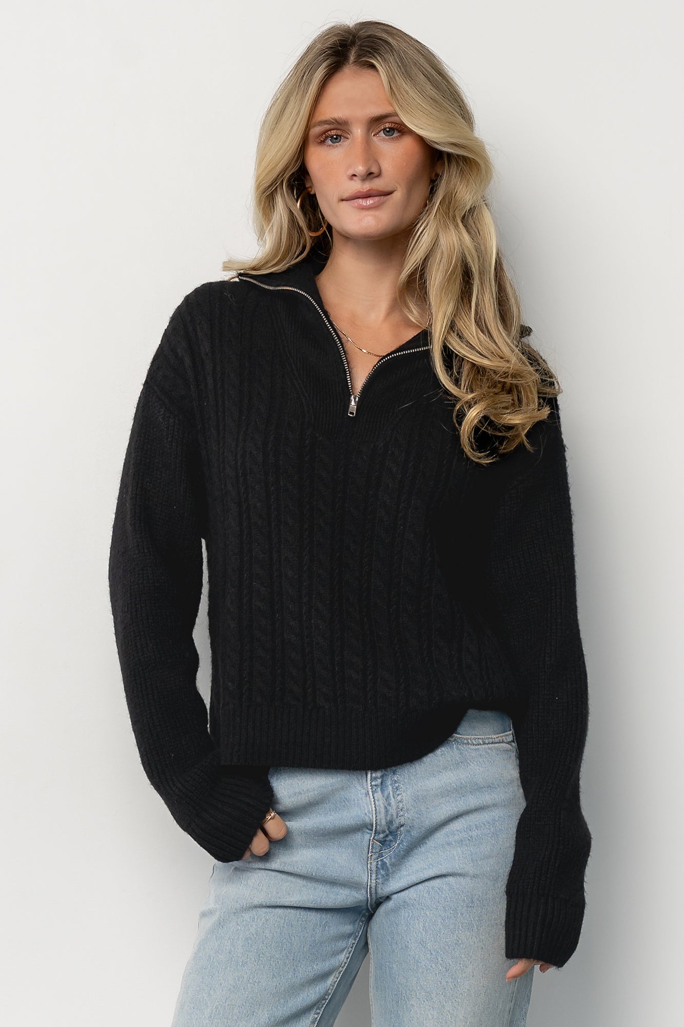 Signe Half Zip Sweater | Black