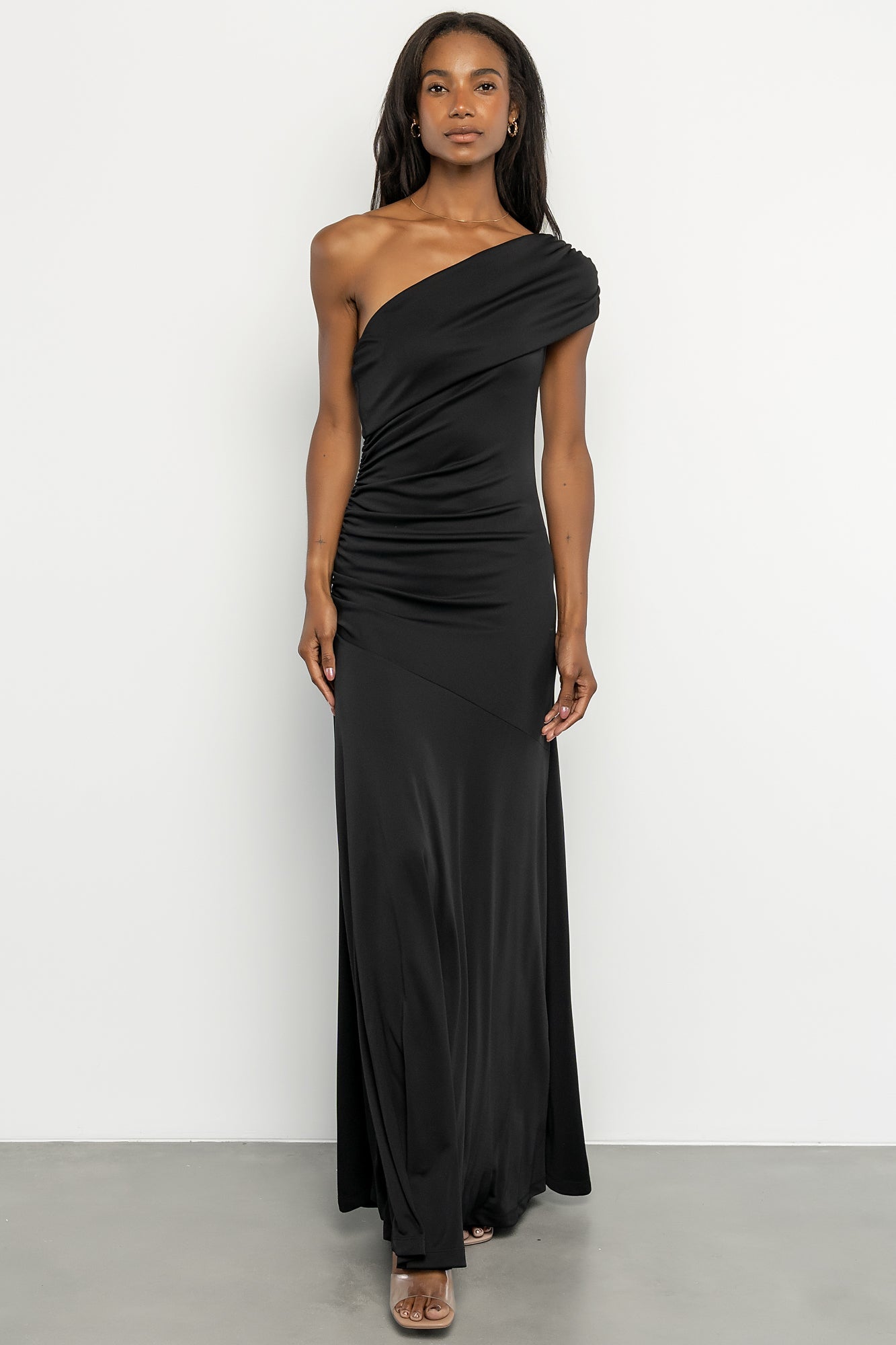 Leon One Shoulder Gown | Black