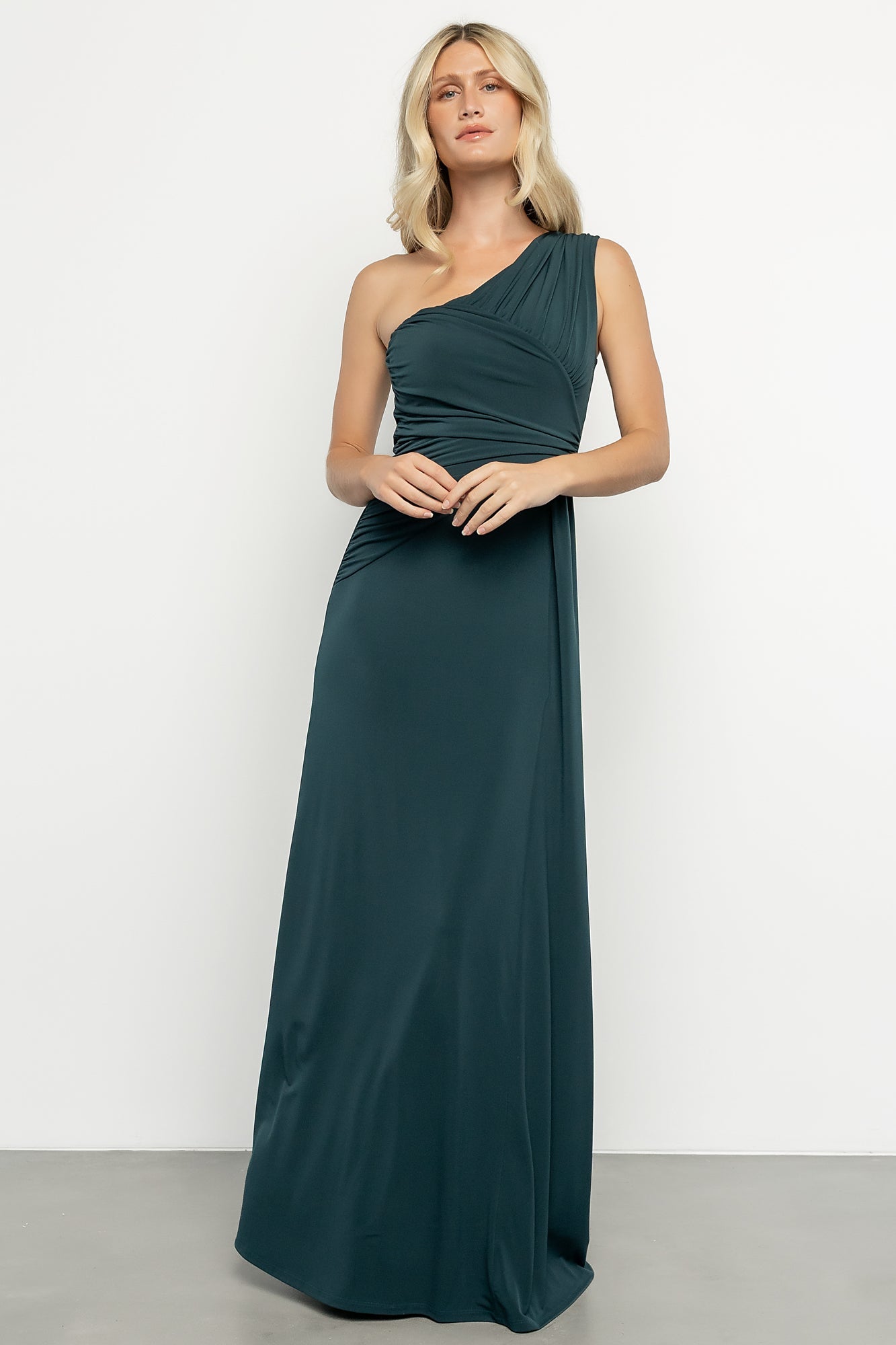 Adrianna One Shoulder Gown | Deep Topaz