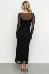 Darya Mesh Midi Dress | Black