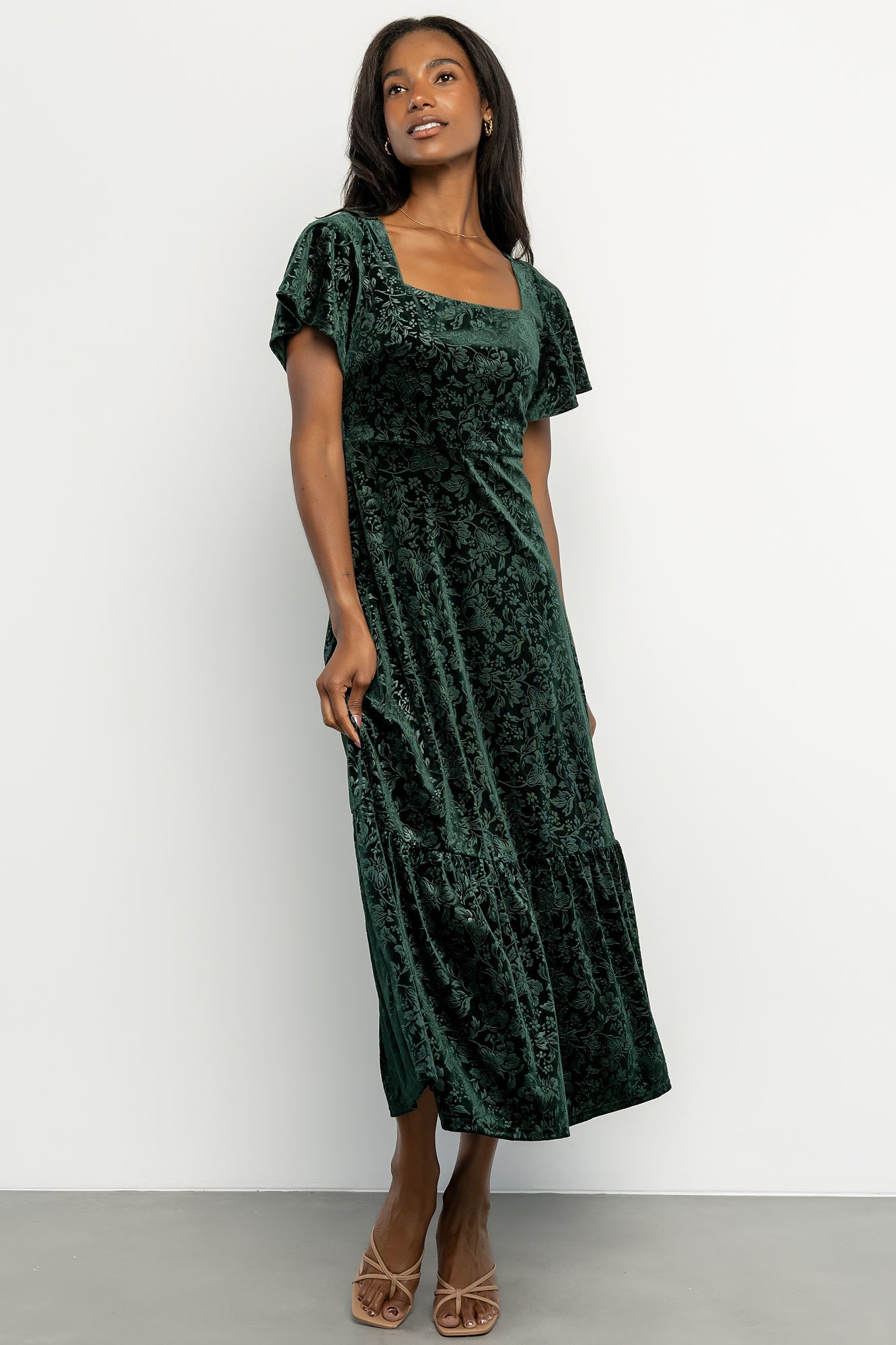 Eirene Velvet Dress | Emerald