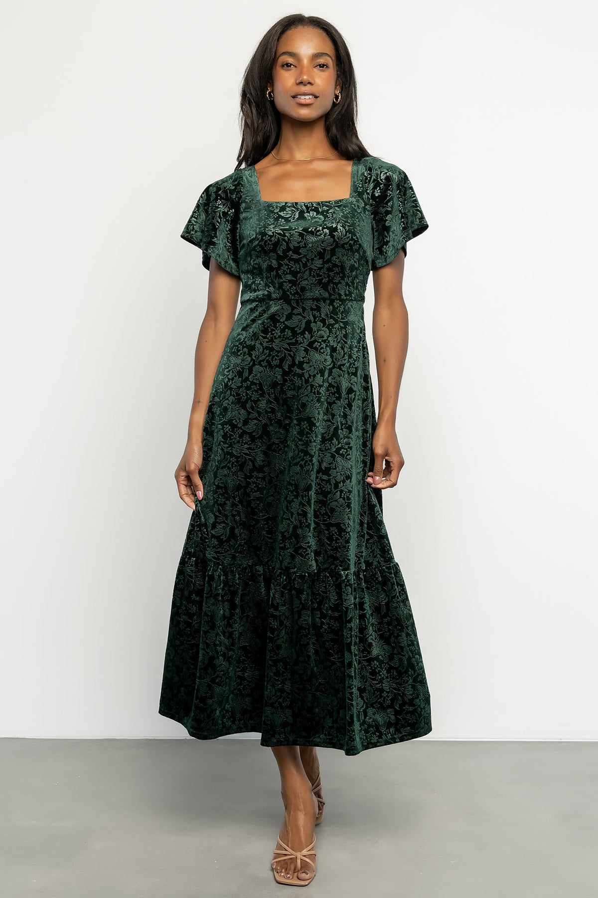 Eirene Velvet Dress | Emerald
