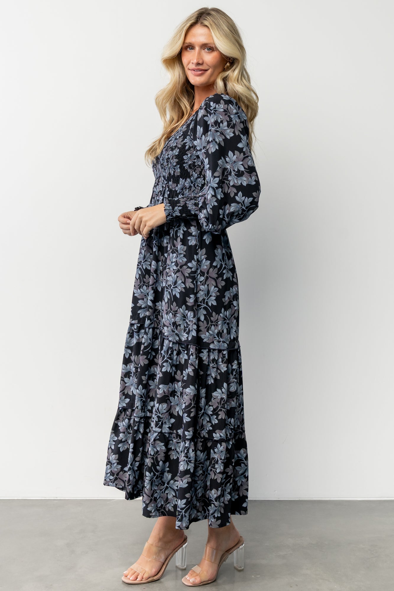 Rayna Smocked Dress | Midnight + Blue Floral