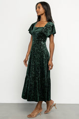 Eirene Velvet Dress | Emerald
