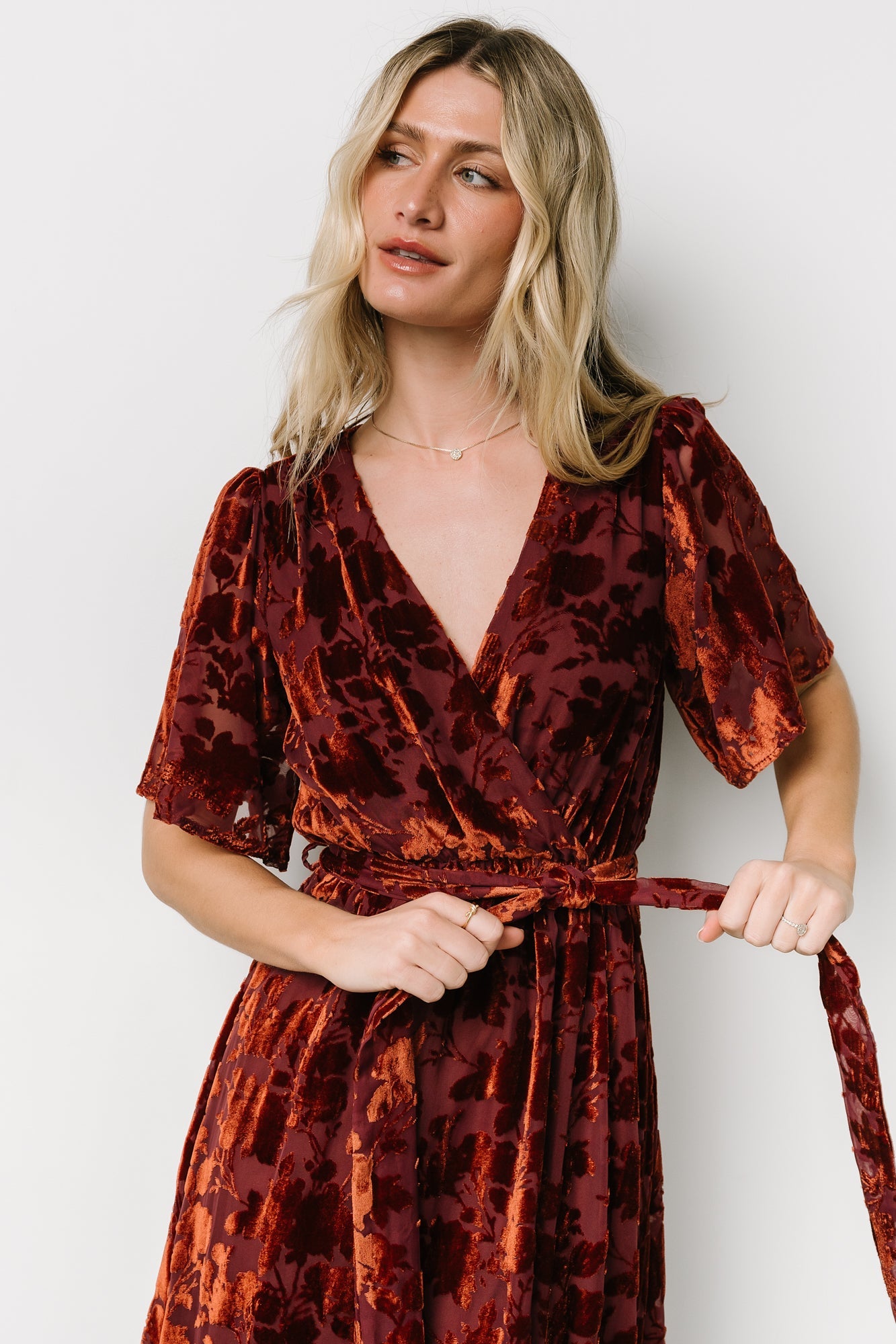 Uma Velvet Maxi Dress | Copper Floral