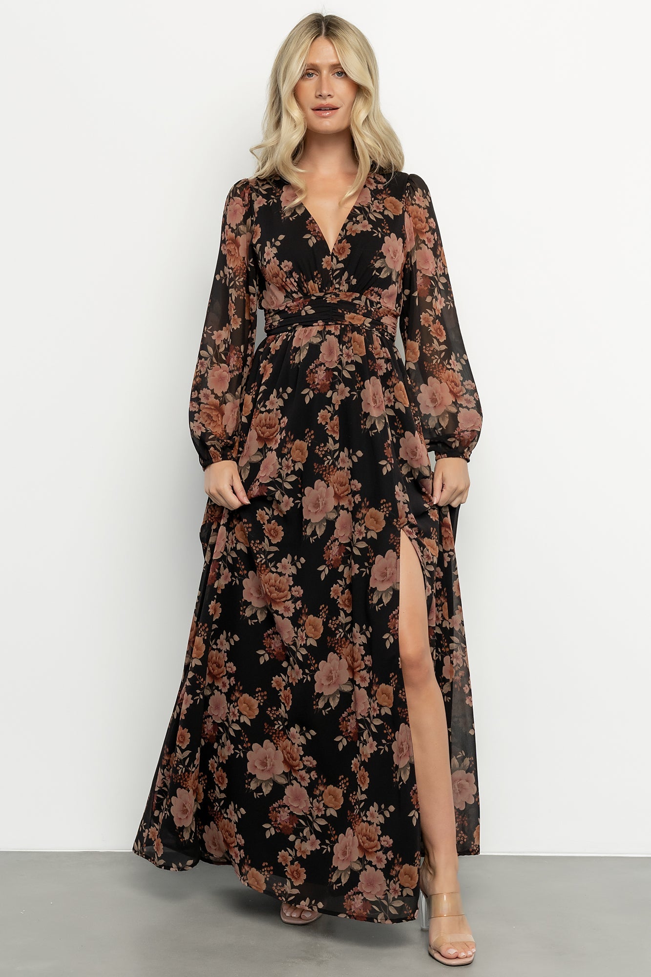 Adira Maxi Dress | Black + Mauve Floral