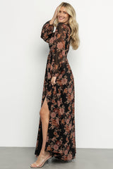 Adira Maxi Dress | Black + Mauve Floral