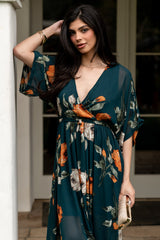 Kia Kimono Maxi Dress | Deep Topaz Floral