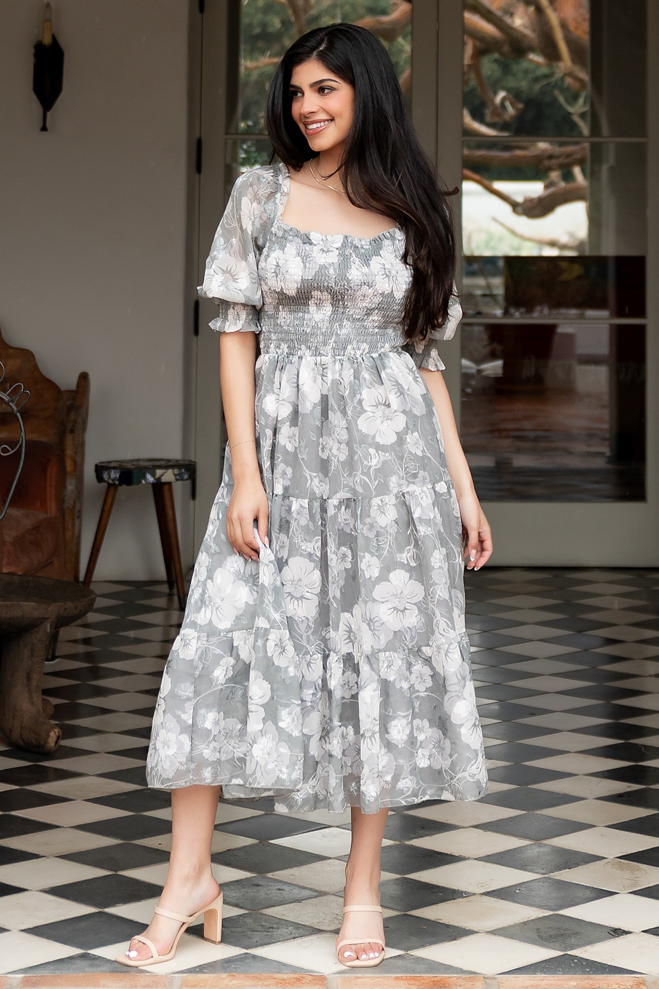 Fabian Jacquard Midi Dress | Dusty Sage